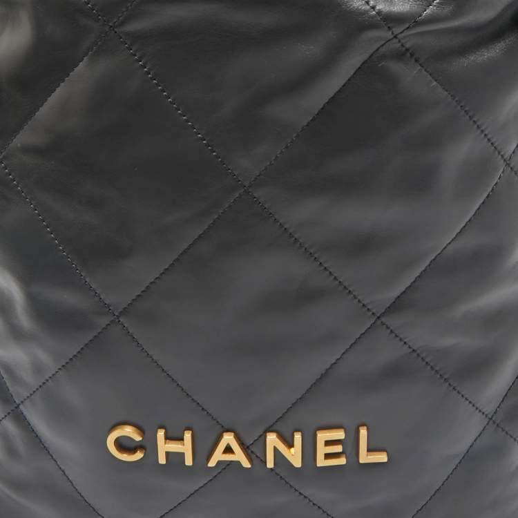 Pre Owned Chanel Dark Grey Quilted Leather 22 Backpack