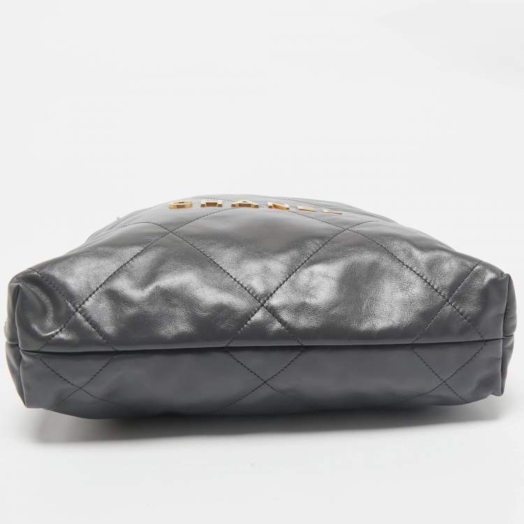 Pre Owned Chanel Dark Grey Quilted Leather 22 Backpack