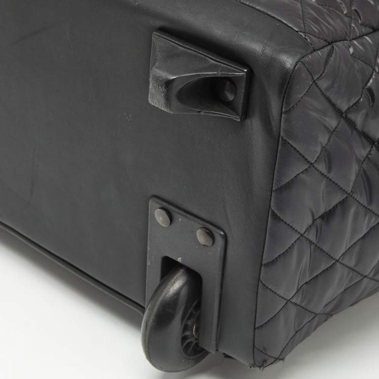 Pre Owned Chanel Black Quilted Nylon Coco Cocoon Rolling Trolley Case