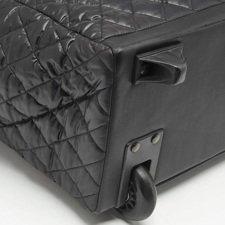 Pre Owned Chanel Black Quilted Nylon Coco Cocoon Rolling Trolley Case