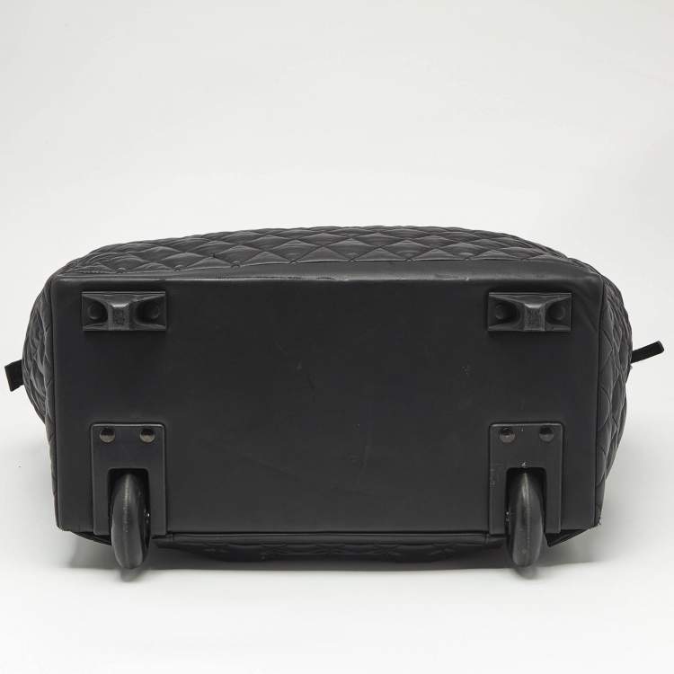 Pre Owned Chanel Black Quilted Nylon Coco Cocoon Rolling Trolley Case