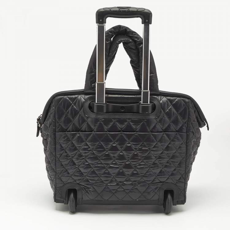 Pre Owned Chanel Black Quilted Nylon Coco Cocoon Rolling Trolley Case