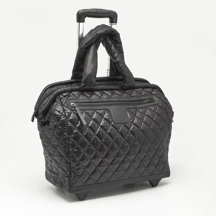 Pre Owned Chanel Black Quilted Nylon Coco Cocoon Rolling Trolley Case