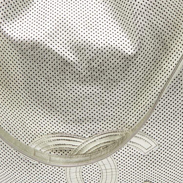 Pre Owned Chanel Silver Perforated Leather Rodeo Drive Hobo