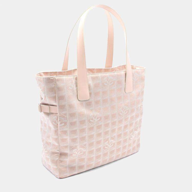 Pre Owned Chanel Pink Canvas New Travel Line GM Tote Bag