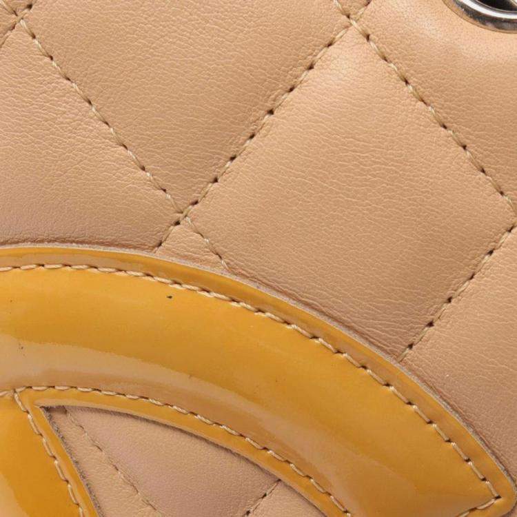 Pre Owned Chanel Beige Quilted Leather Cambon Ligne Bowler Bag