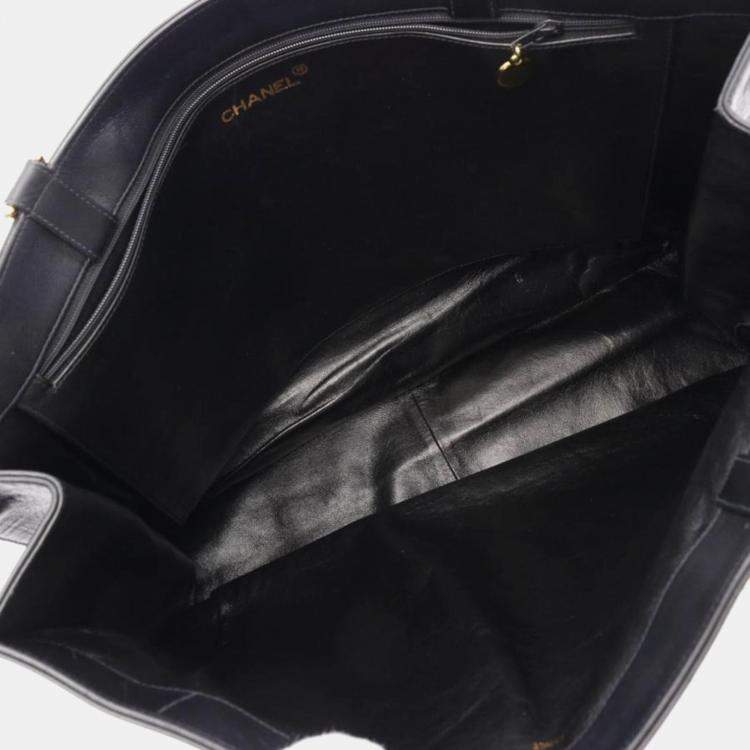 Pre Owned Chanel Black  Lambskin Vintage CC Chain Tote Bag XL 