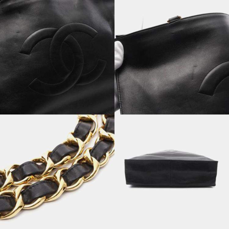 Pre Owned Chanel Black  Lambskin Vintage CC Chain Tote Bag XL 