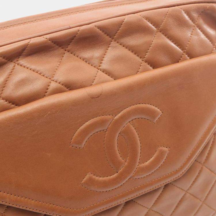 Pre Owned Chanel Brown Quilted Front Pocket Camera Bag