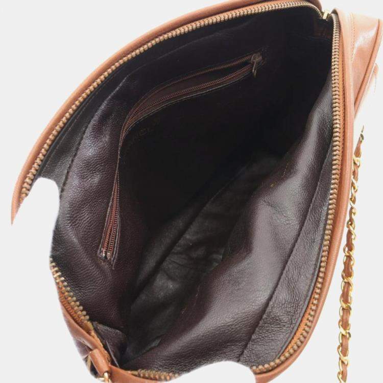 Pre Owned Chanel Brown Quilted Front Pocket Camera Bag