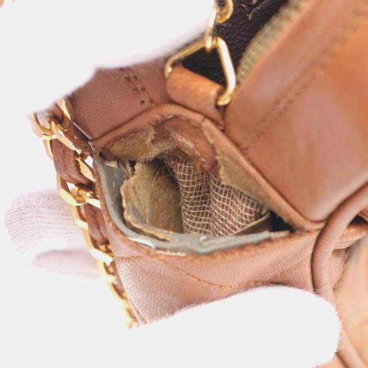 Pre Owned Chanel Brown Quilted Front Pocket Camera Bag