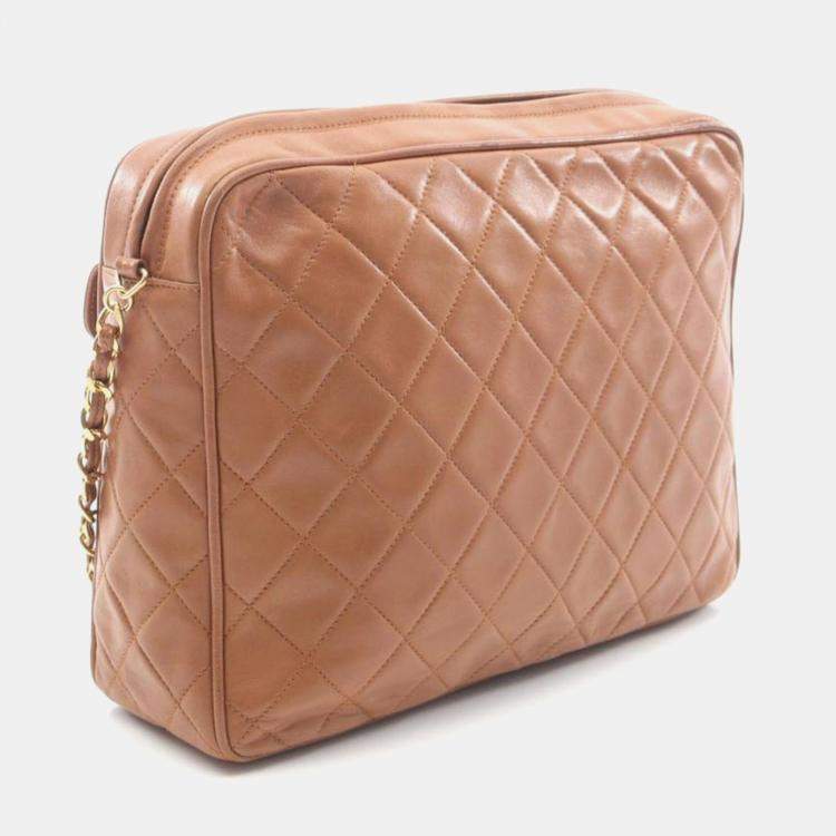 Pre Owned Chanel Brown Quilted Front Pocket Camera Bag
