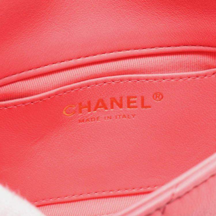 Pre Owned Chanel Pink Mini Quilted Lambskin Funky Town Flap Bag
