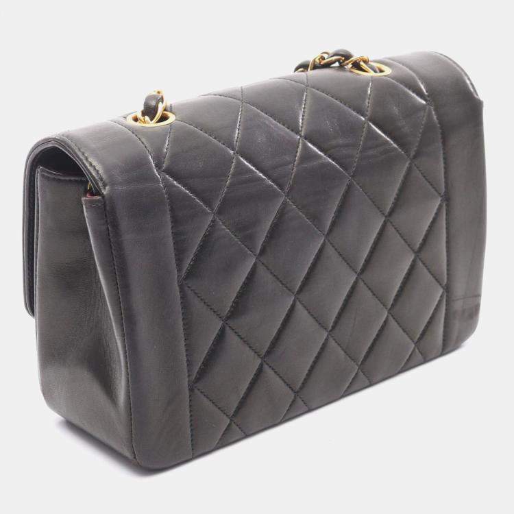Pre Owned Chanel Black Leather Diana Shulder Bag