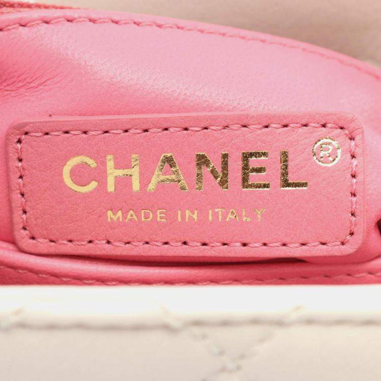 Pre Owned Chanel White Quilted Chevre  Rainbow Coco Handle Flap Bag
