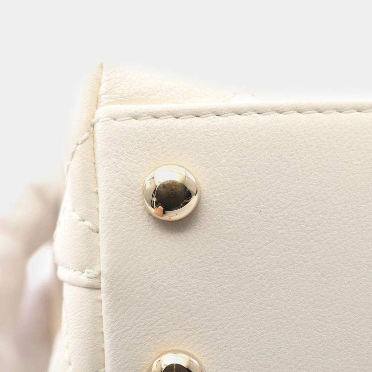 Pre Owned Chanel White Quilted Chevre  Rainbow Coco Handle Flap Bag
