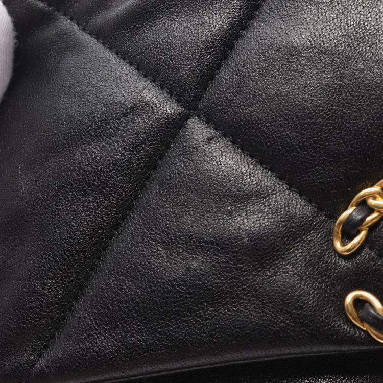 Pre Owned Chanel Black Lambskin Leather Medium 19 Flap Bag