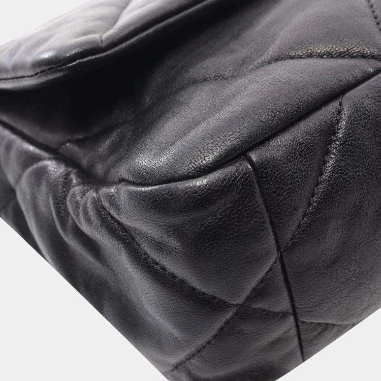 Pre Owned Chanel Black Lambskin Leather Medium 19 Flap Bag