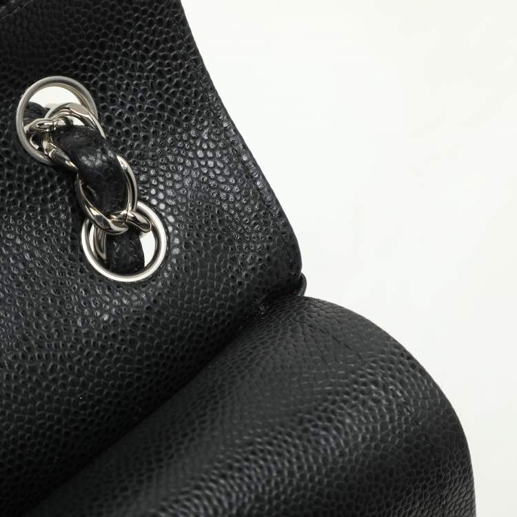 Pre Owned Chanel Black Quilted Leather Jumbo Classic Double Flap Bag