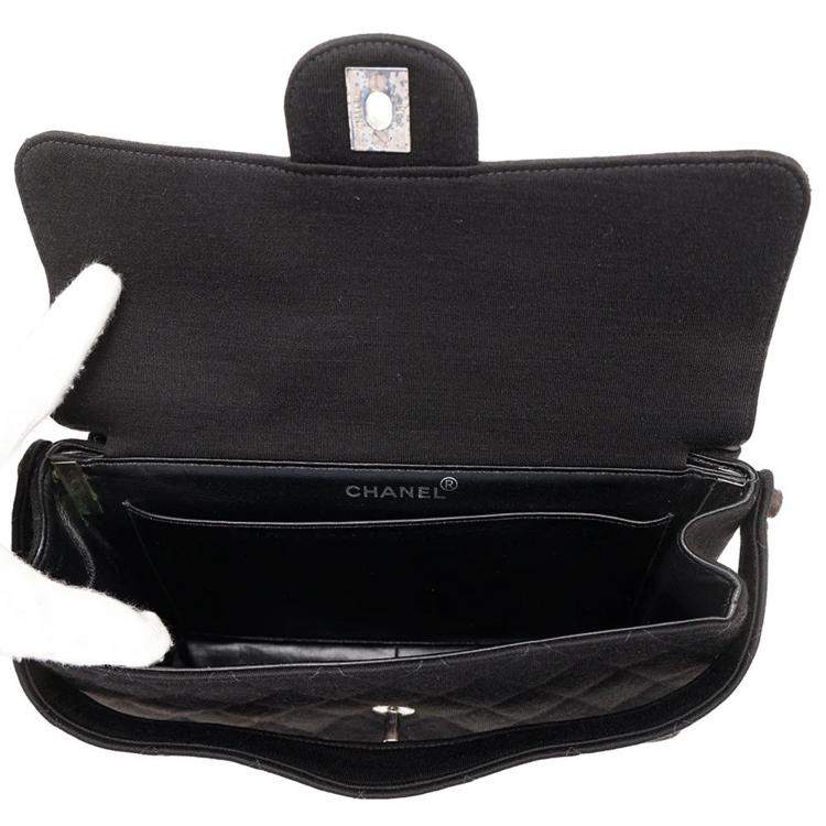 Pre Owned Chanel Flap CC Black Cotton Matelasse Handbag
