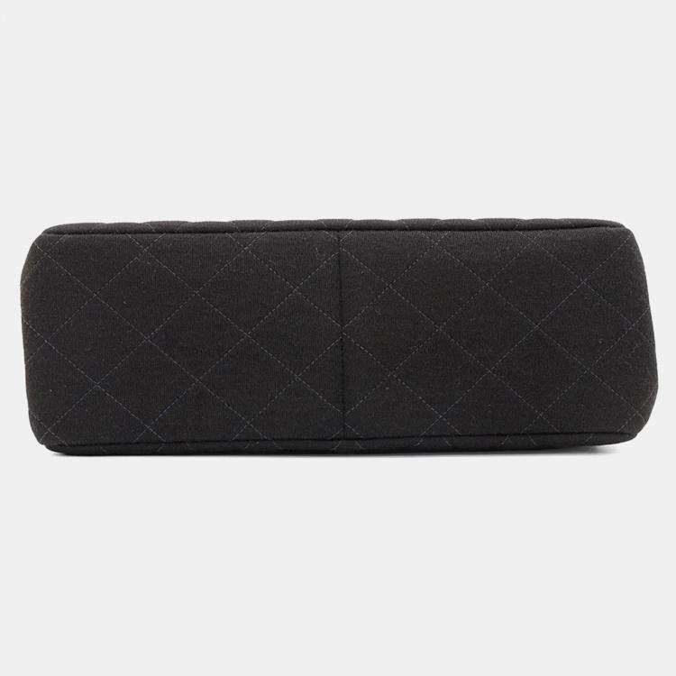 Pre Owned Chanel Flap CC Black Cotton Matelasse Handbag