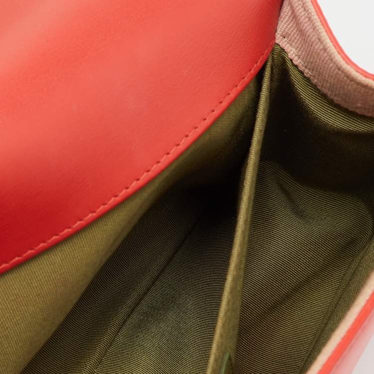 Pre Owned Chanel Orange Quilted Leather Medium Boy Flap Bag