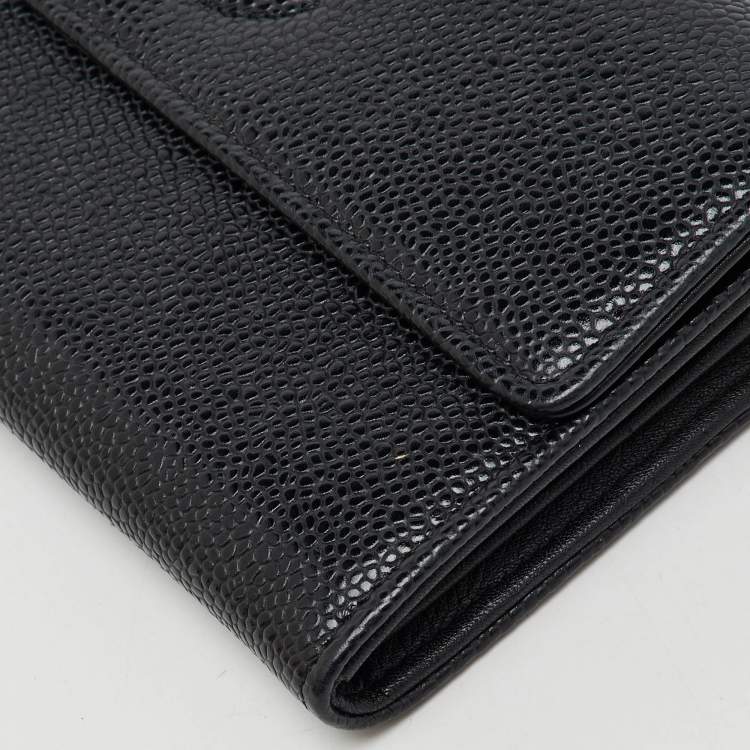 Pre Owned Chanel Black Caviar Leather CC Timeless Continental Wallet
