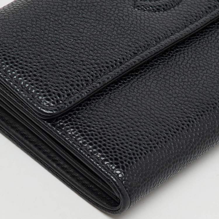 Pre Owned Chanel Black Caviar Leather CC Timeless Continental Wallet