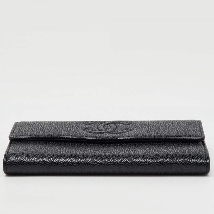 Pre Owned Chanel Black Caviar Leather CC Timeless Continental Wallet