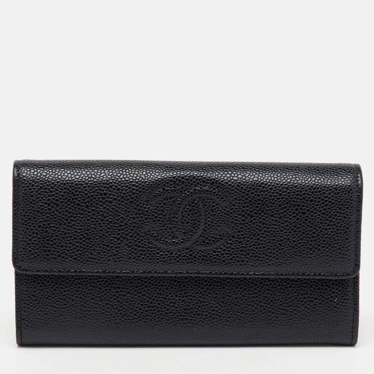 Pre Owned Chanel Black Caviar Leather CC Timeless Continental Wallet