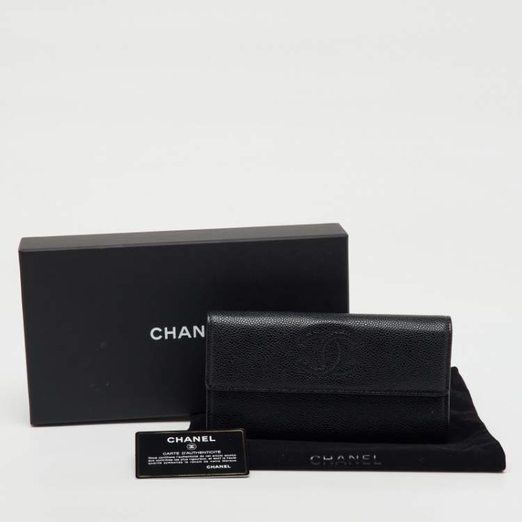 Pre Owned Chanel Black Caviar Leather CC Timeless Continental Wallet