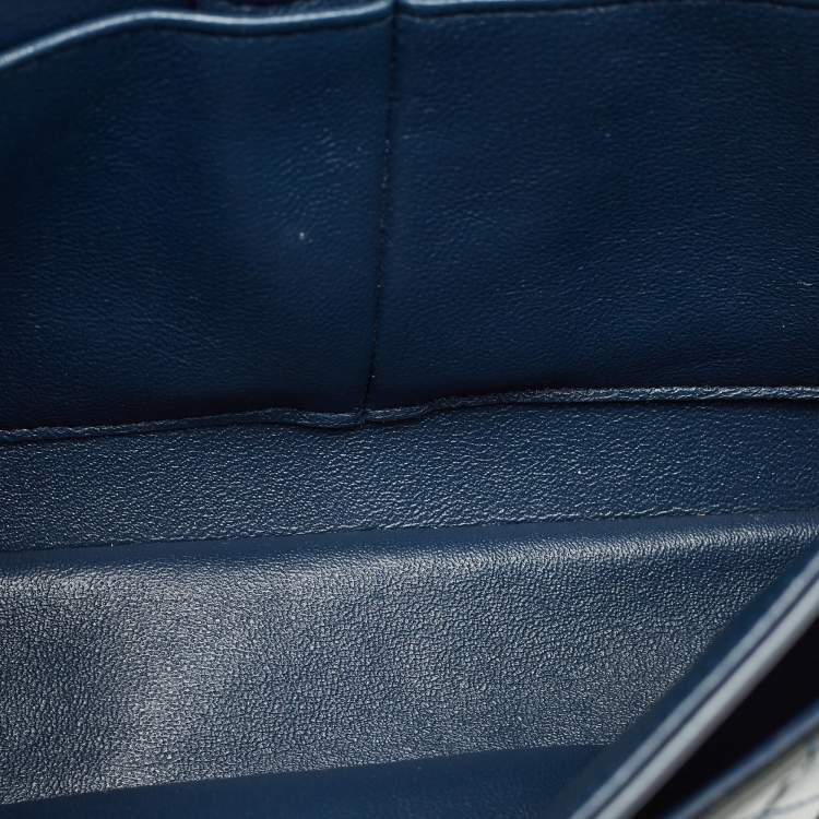 Pre Owned Chanel Teal Blue Quilted Patent Leather Medium Classic Double Flap Bag