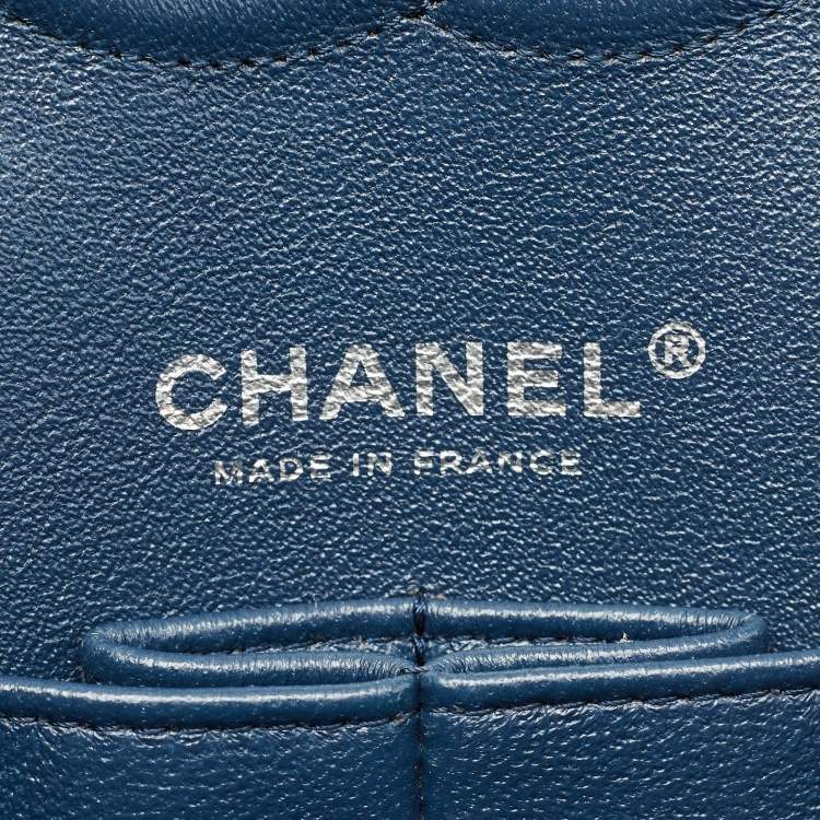 Pre Owned Chanel Teal Blue Quilted Patent Leather Medium Classic Double Flap Bag