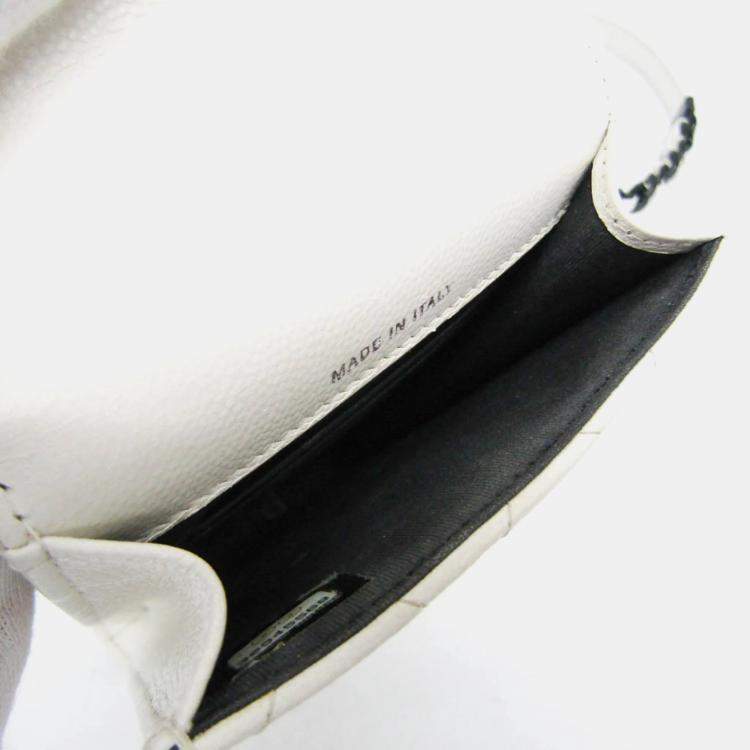 Pre Owned Chanel Black White Grained Calfskin Plastic Shoulder Bag