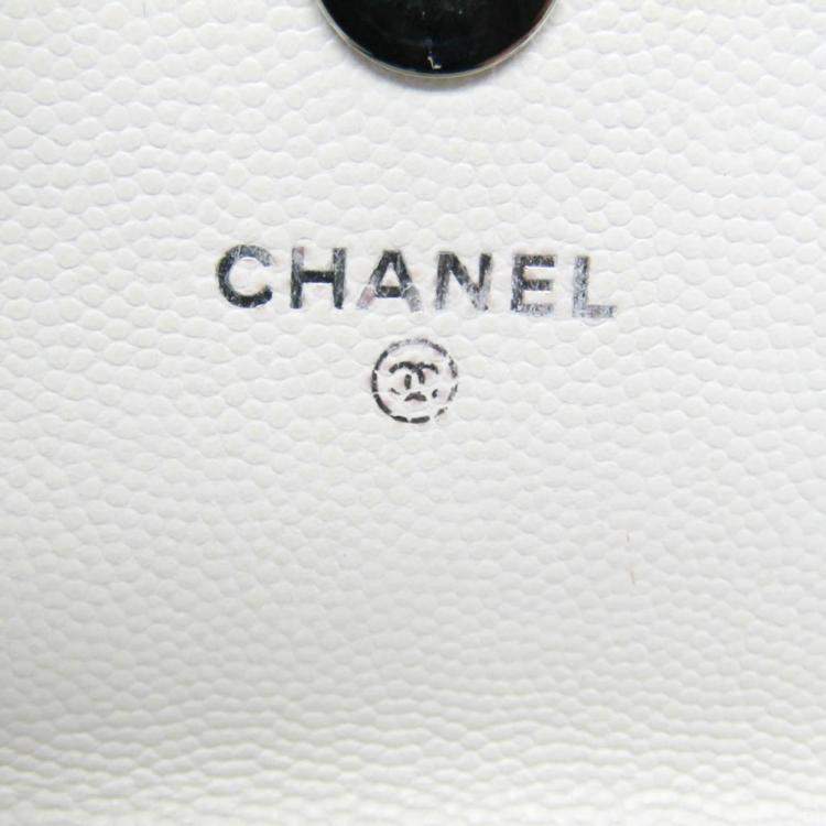 Pre Owned Chanel Black White Grained Calfskin Plastic Shoulder Bag
