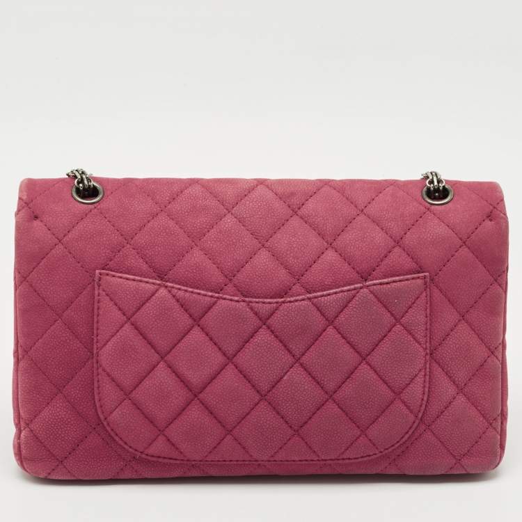 Pre Owned Chanel Red Quilted Nubuck Leather 227 Reissue 2.55 Flap Bag