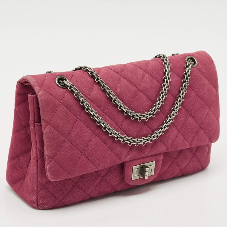Pre Owned Chanel Red Quilted Nubuck Leather 227 Reissue 2.55 Flap Bag