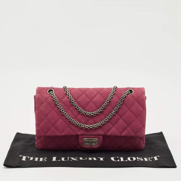 Pre Owned Chanel Red Quilted Nubuck Leather 227 Reissue 2.55 Flap Bag