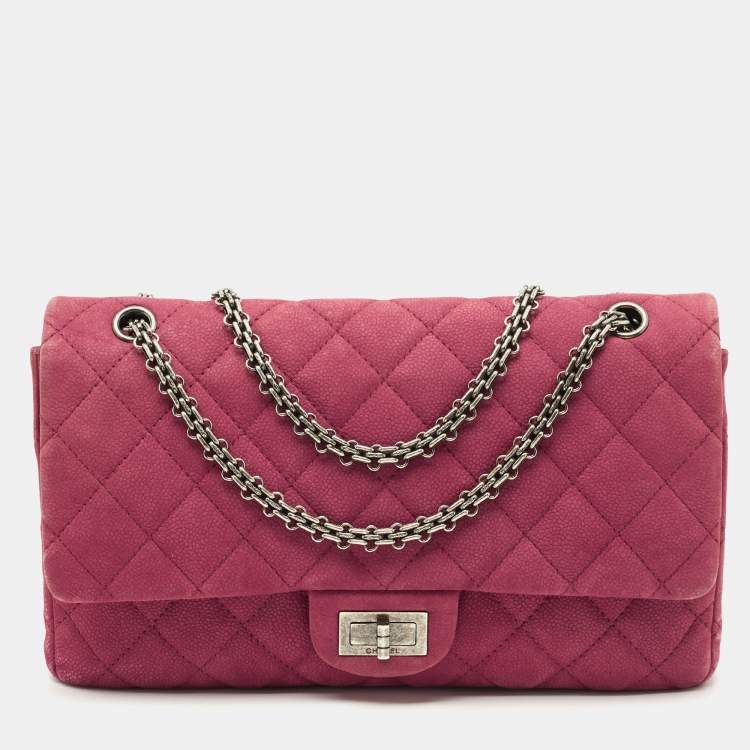 Pre Owned Chanel Red Quilted Nubuck Leather 227 Reissue 2.55 Flap Bag