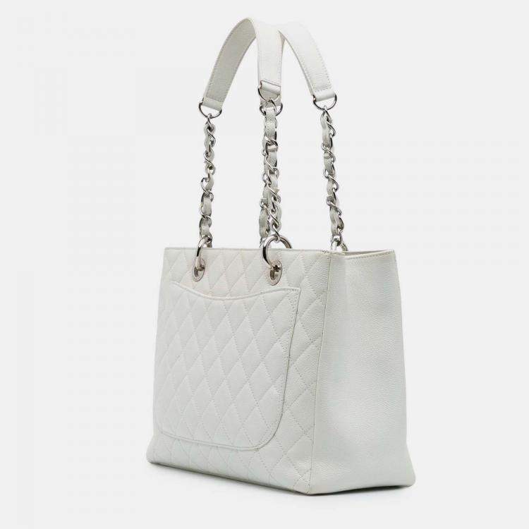 Pre Owned Chanel White Caviar Grand Shopping Tote