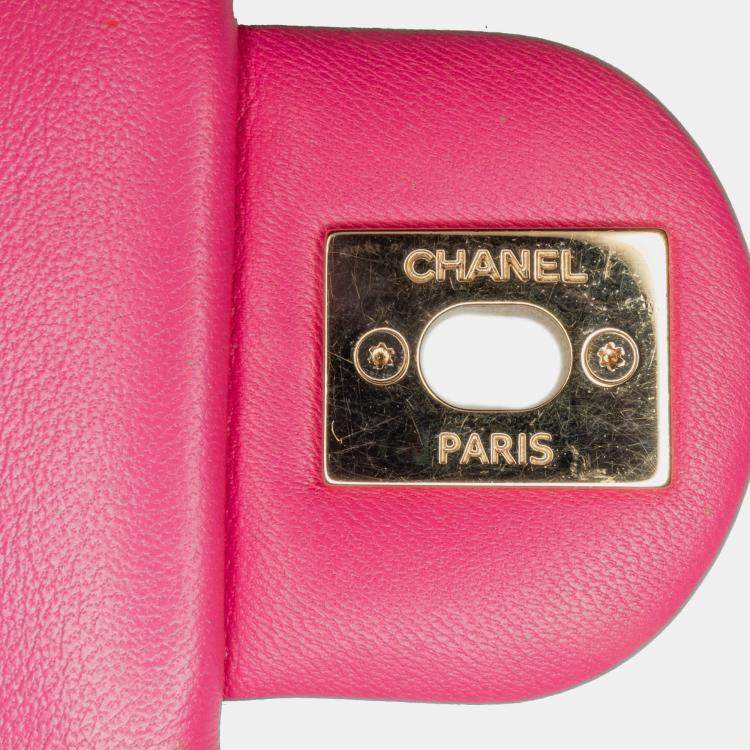 Pre Owned Chanel Pink Small Lambskin Elegant Chain Single Flap