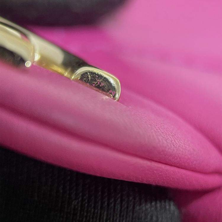 Pre Owned Chanel Pink Small Lambskin Elegant Chain Single Flap