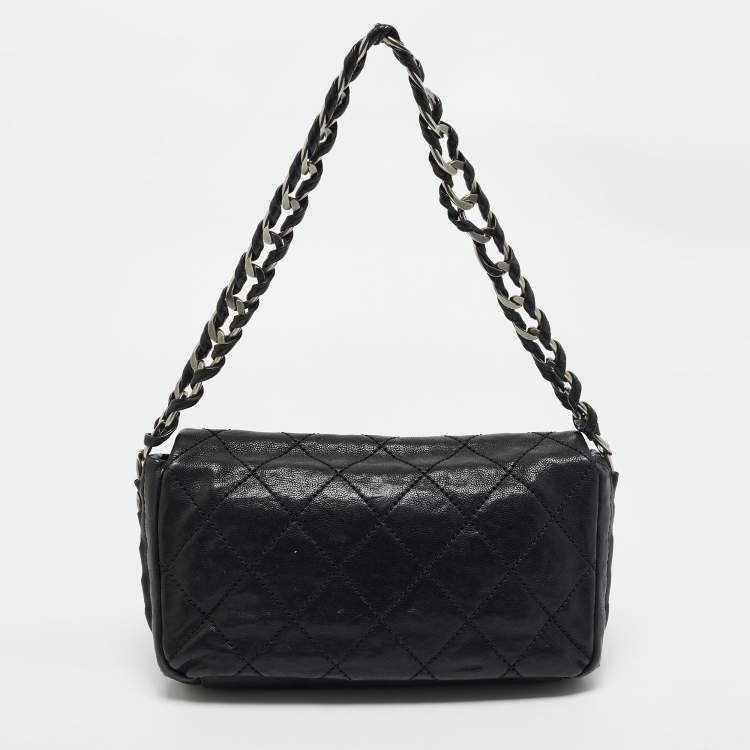 Pre Owned Chanel Black Quilted Leather Modern Chain Flap Bag