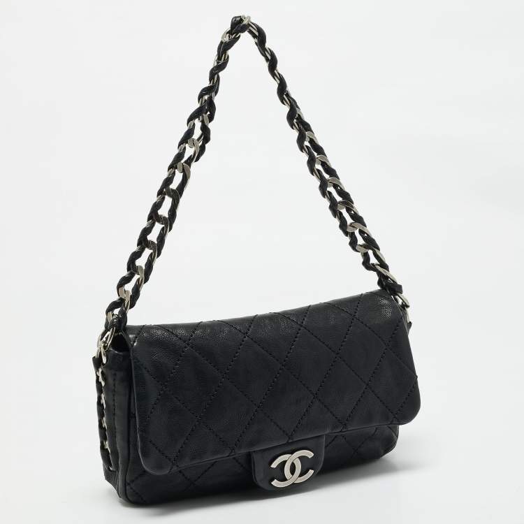 Pre Owned Chanel Black Quilted Leather Modern Chain Flap Bag