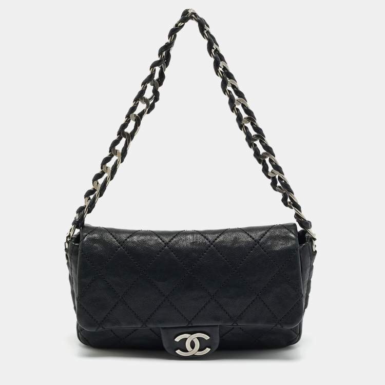 Pre Owned Chanel Black Quilted Leather Modern Chain Flap Bag