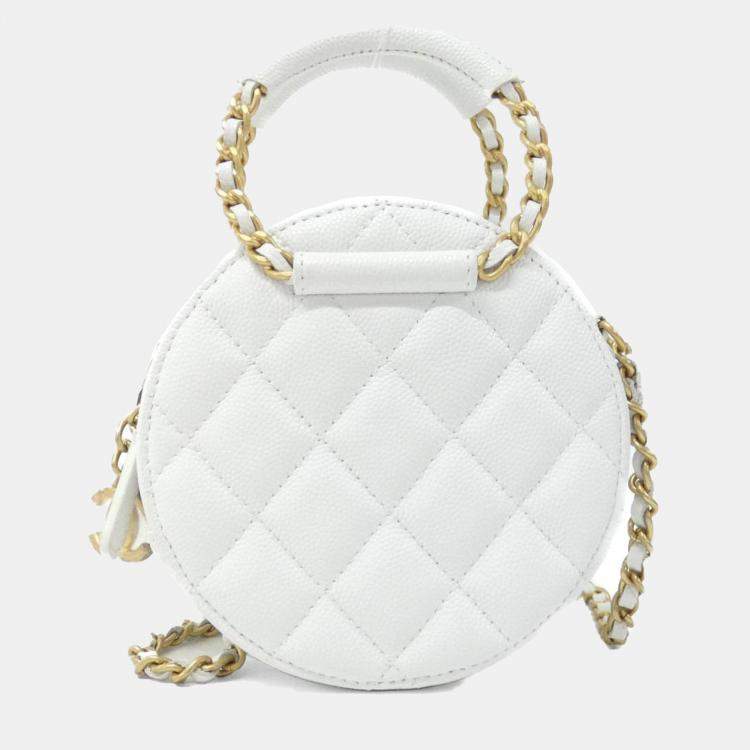 Pre Owned Chanel In The Loop White Leather Shoulder Bag
