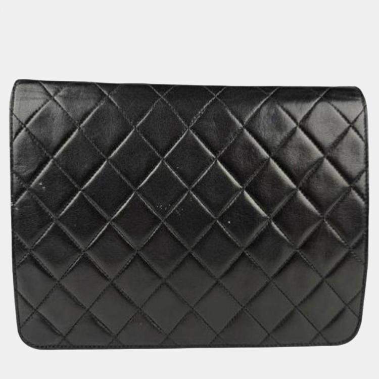 Pre Owned Chanel Quilted CC Black Leather Flap Bag