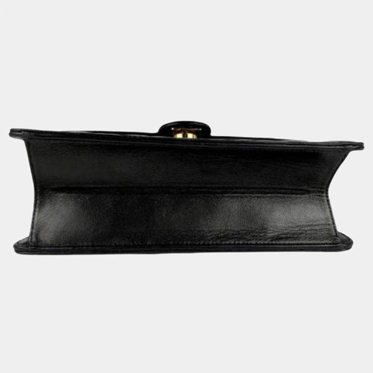 Pre Owned Chanel Quilted CC Black Leather Flap Bag
