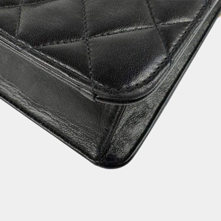 Pre Owned Chanel Quilted CC Black Leather Flap Bag