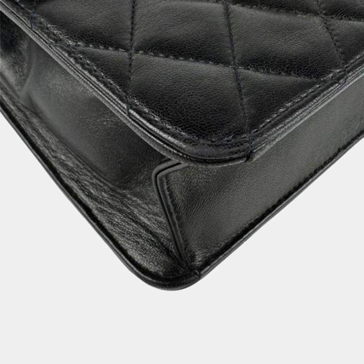 Pre Owned Chanel Quilted CC Black Leather Flap Bag